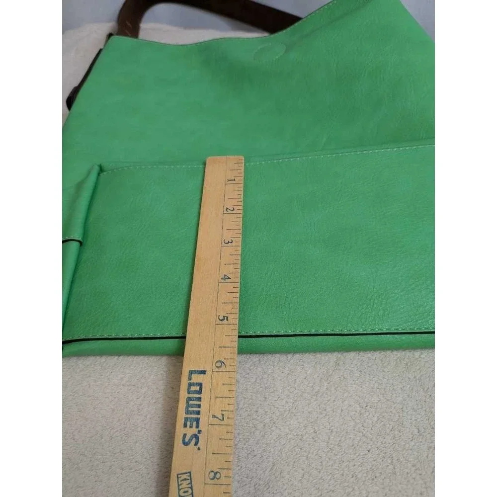Vibrant Green Hobo Shoulder Bag Reversible Brown Interior Faux Leather‎ Casual
